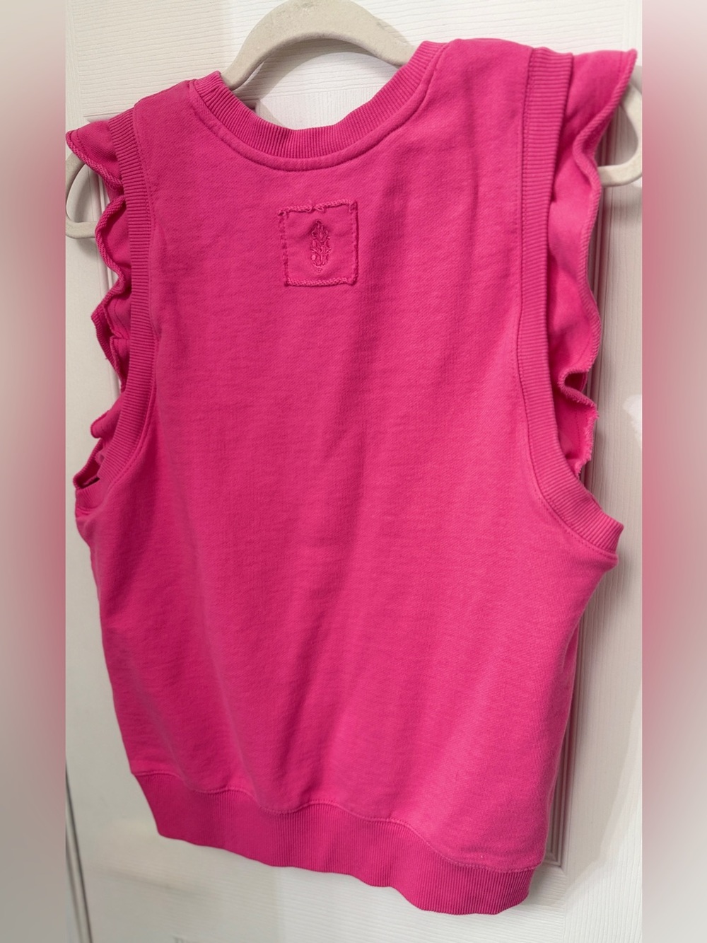 NWOT FP Movement Flutter Tank Pink French Terry Sweatshirt Ruffle Sleeve-Small - Picture 11 of 12